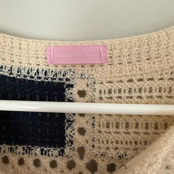 Women's Patchwork Crochet Sweater Cardigan Cottagecore Boho Size Large S/M - Picture 8 of 12